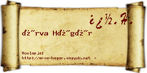 Árva Hágár névjegykártya